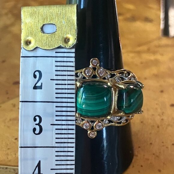 Natural Malachite Sterling Silver Ring Size 10.25 - Picture 7 of 9